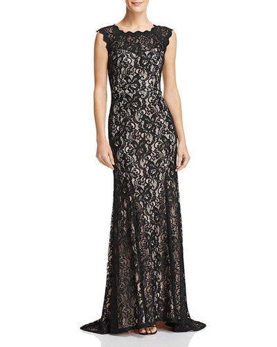 Decode - 184118 Allover Lace Gown with Cut out Back in Black and Neutral
