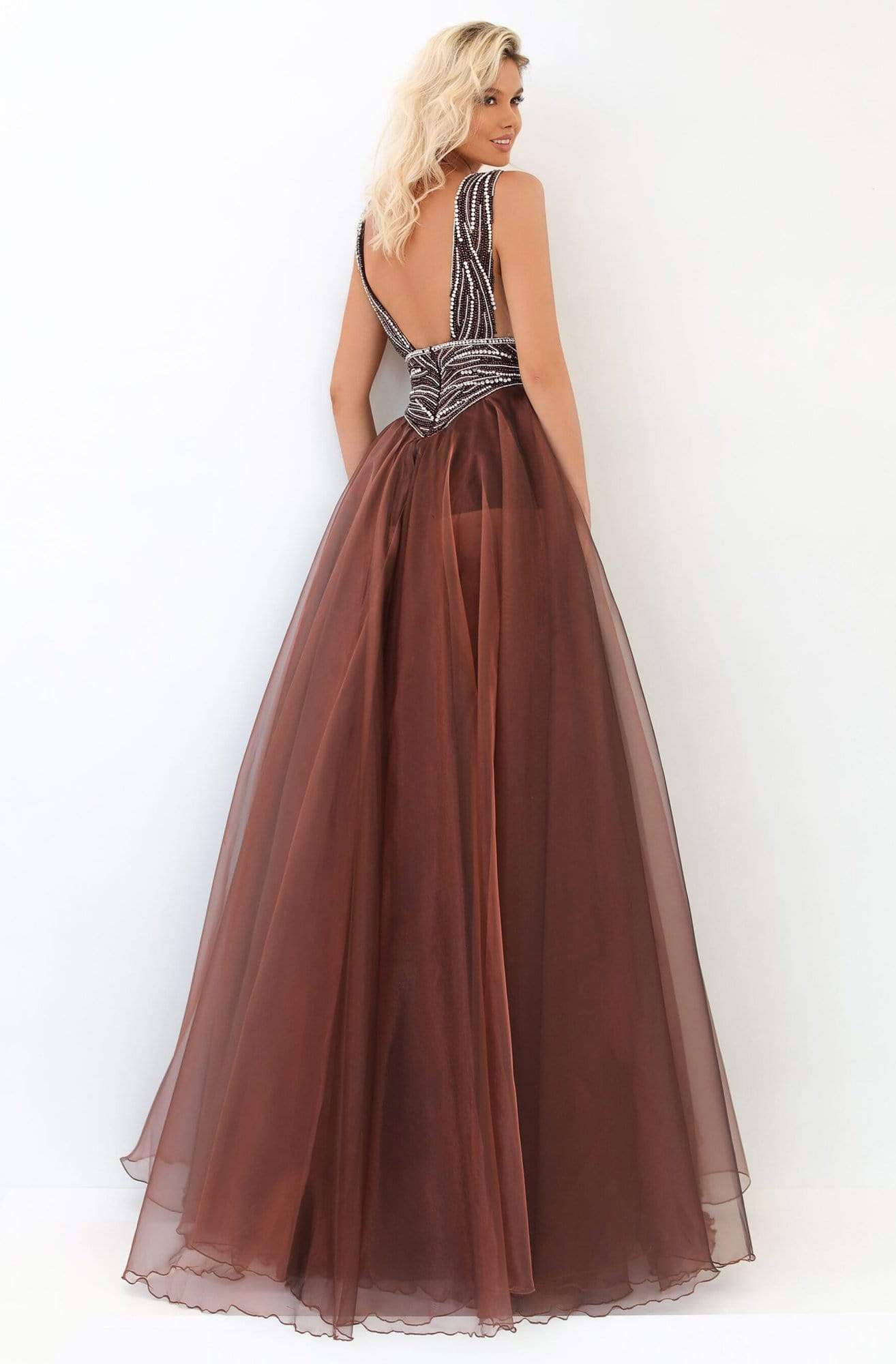 Tarik Ediz - 93939 V-Neck Bejeweled A-Line Dress Prom Dresses