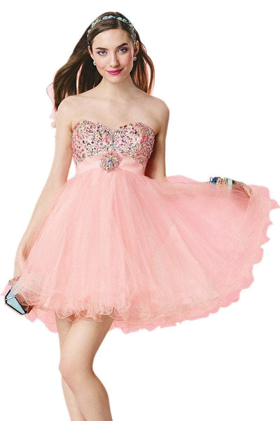 Alyce Paris Sweet 16 - 3640 Bejeweled Strapless Sweetheart Short Dress in Pink