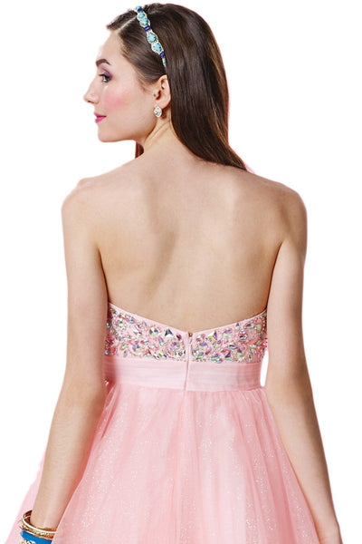 Alyce Paris Sweet 16 - 3640 Bejeweled Strapless Sweetheart Short Dress in Pink