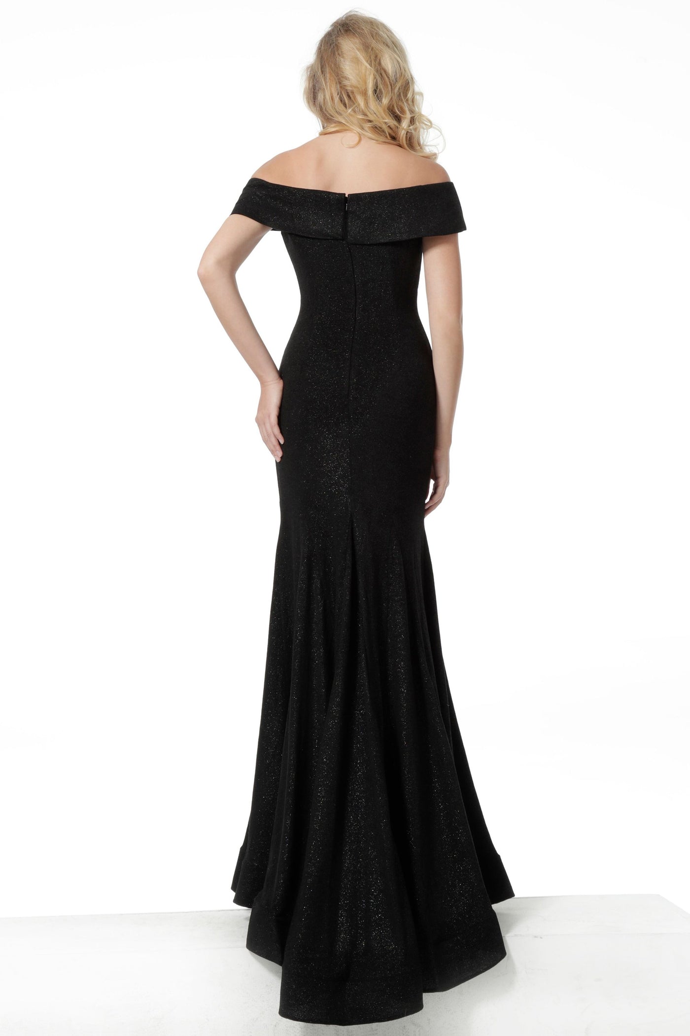 Jovani - 64533 Off-Shoulder Long Column Dress In Black