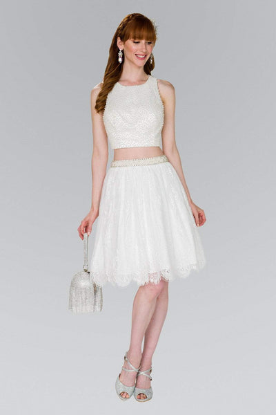 Elizabeth K - GS2404 Two Piece Beaded Lace A-line Dress In Ivory