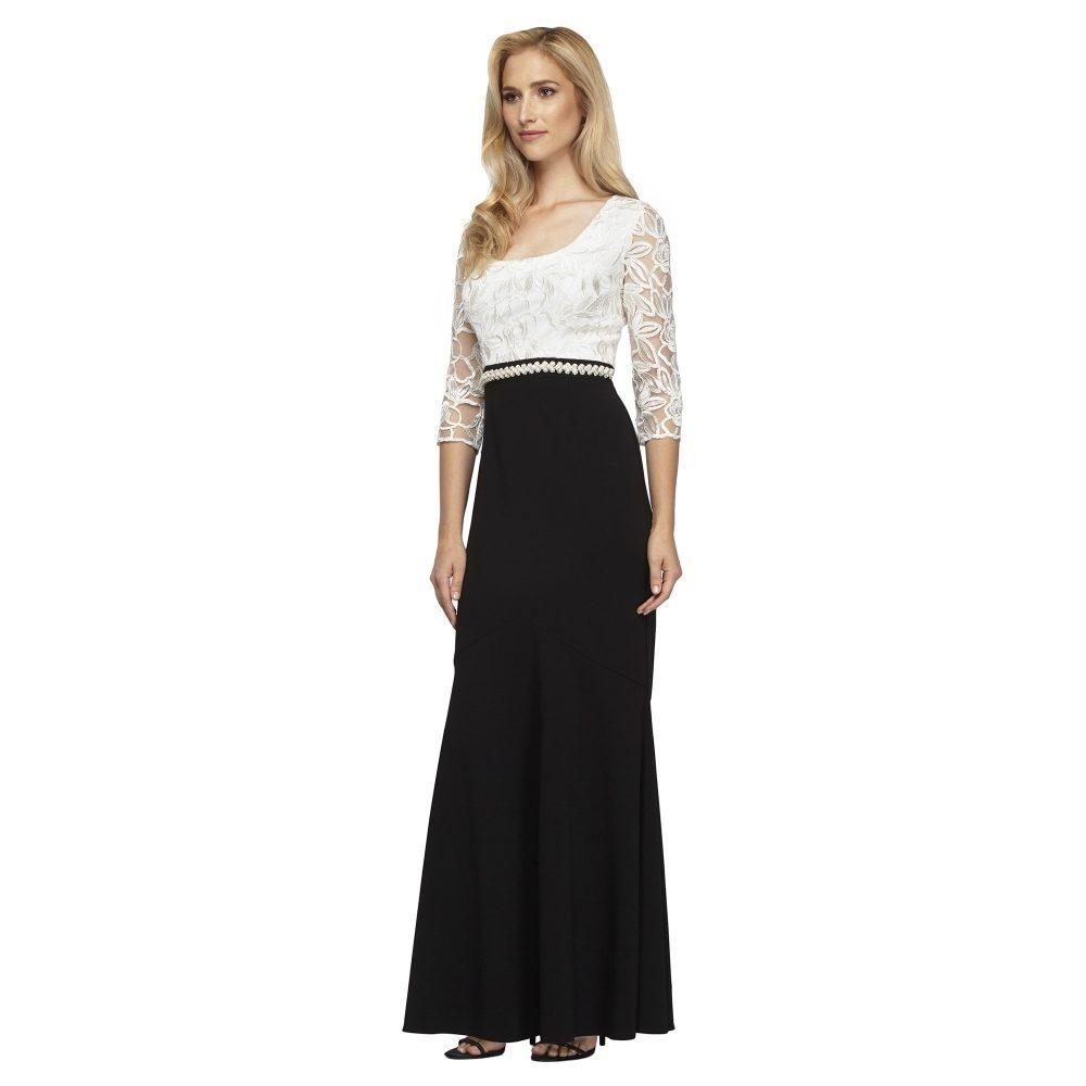 Alex Evenings - 1121571 Lace Embellished Black and White Dress in Black and White