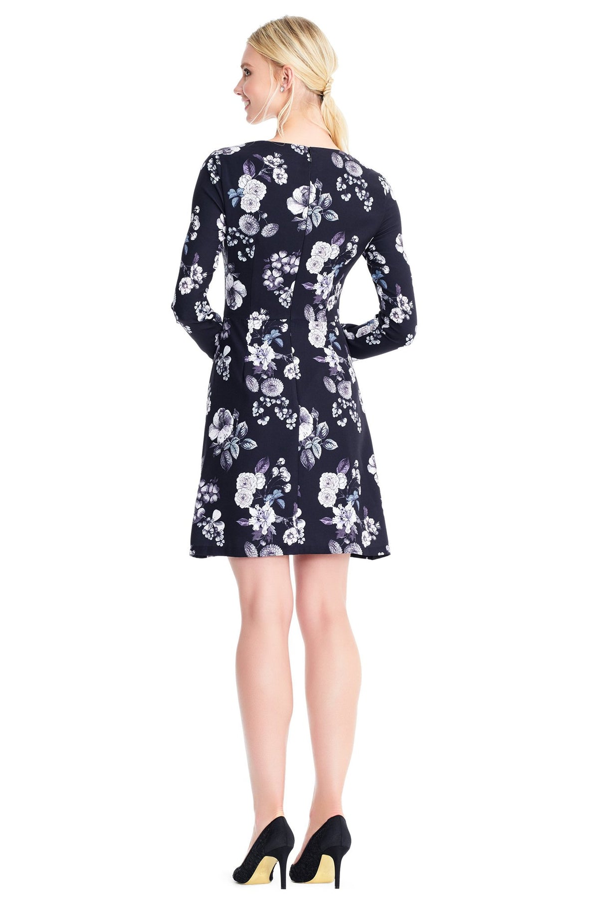 Adrianna Papell - AP1D102578 Floral Faux Wrap Cocktail Dress In Black and Multi-Color