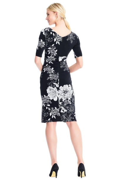Adrianna Papell - AP1D102629 Floral Square Cocktail Dress In Black and White