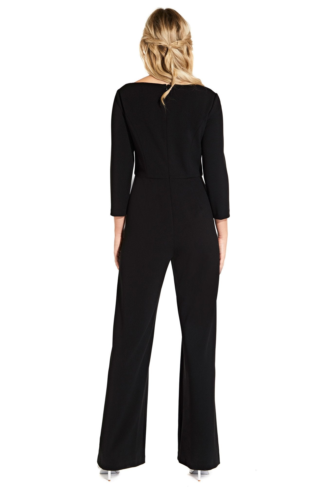 Adrianna Papell - AP1D102919 Scalloped Square Neck Jumpsuit In Black