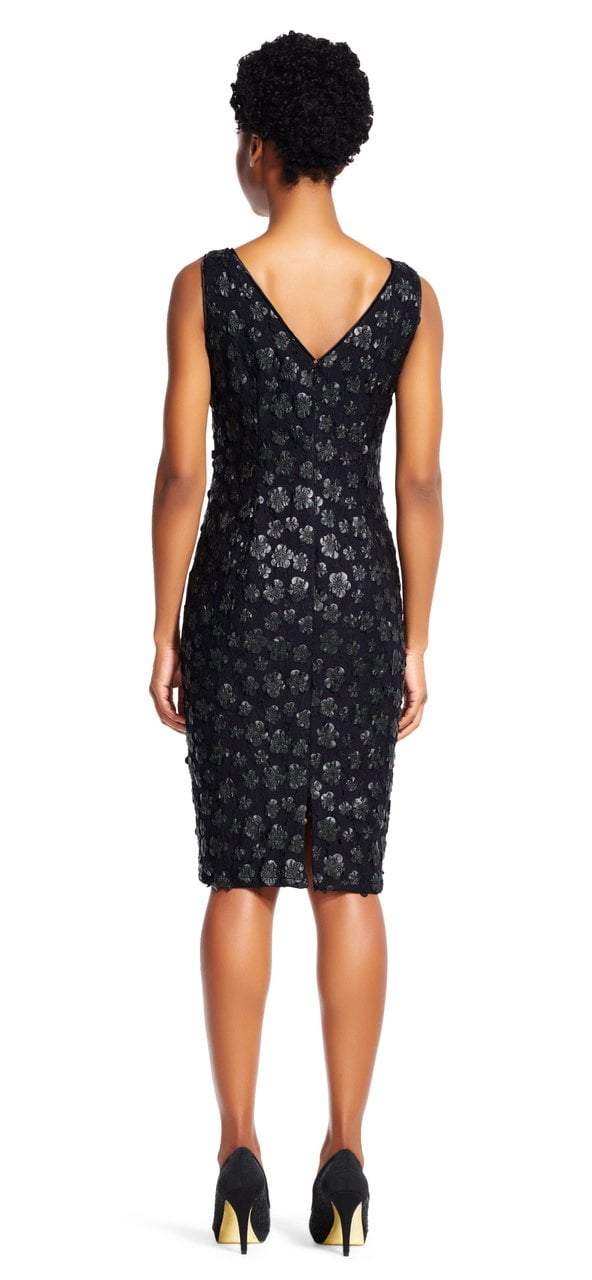 Adrianna Papell - Floral Faux Leather Dress AP1E200023 in Black