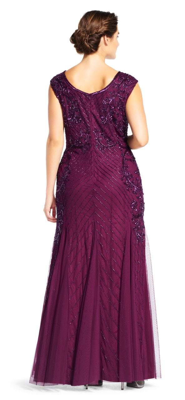 Adrianna Papell - AP1E200211 Sequined Keyhole Trumpet Gown in Purple