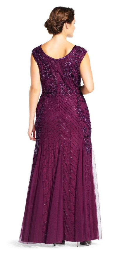 Adrianna Papell - AP1E200211 Sequined Keyhole Trumpet Gown in Purple
