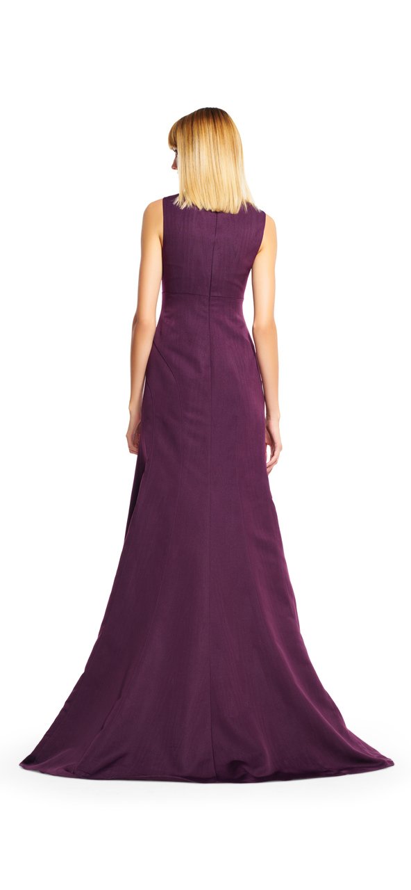 Adrianna Papell - AP1E200412 V-neck A-line Dress with Train in Purple
