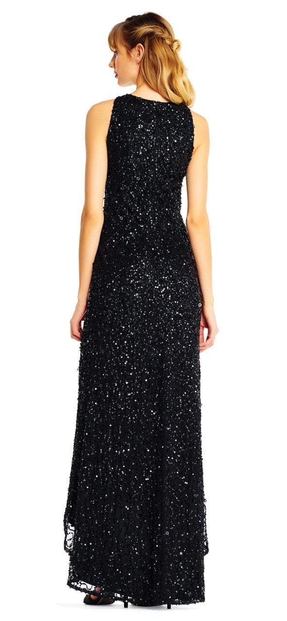 Adrianna Papell - AP1E201754 High Low Sequin Beaded Sleeveless Gown in Black