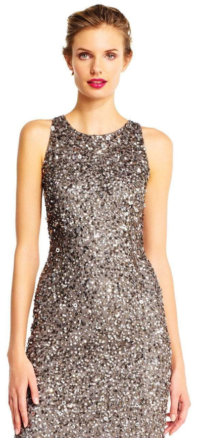 Adrianna Papell - AP1E201754 High Low Sequin Beaded Sleeveless Gown in Silver and Gray