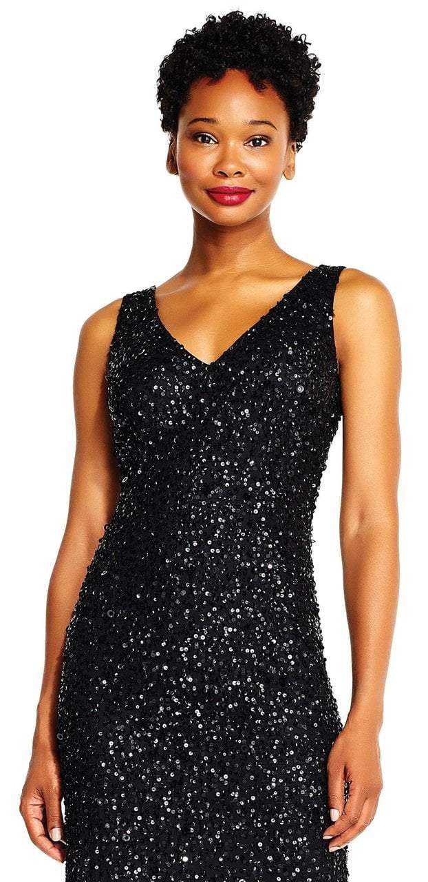 Adrianna Papell AP1E201867 Long Sequin And Beaded Column Dress ADASA