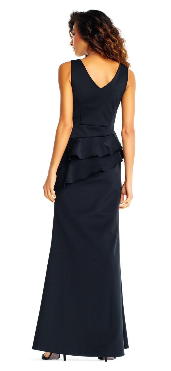 Adrianna Papell - Sleeveless Layered Peplum Gown AP1E202233 In Black