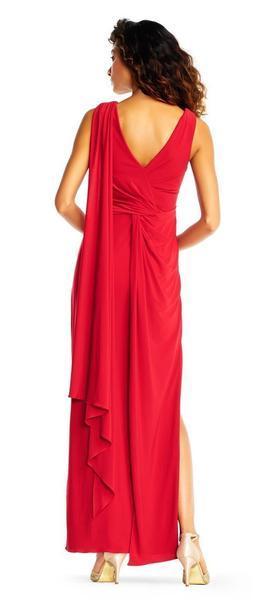 Adrianna Papell - AP1E202251SC V-Neck Dress with Cascading Panel