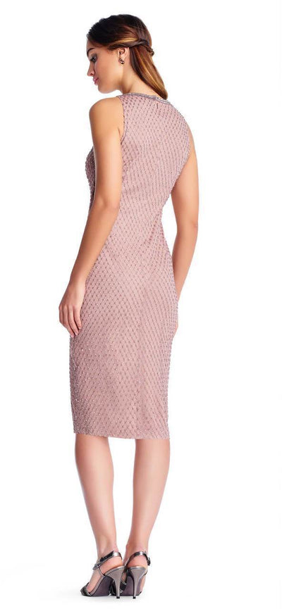 Adrianna Papell - AP1E202827 Beaded Side Laced Up Cocktail Dress in Pink
