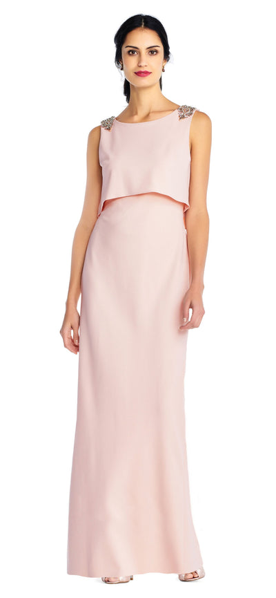 Adrianna Papell - AP1E202958 Embellished Mock Two Piece Sheath Dress In Pink