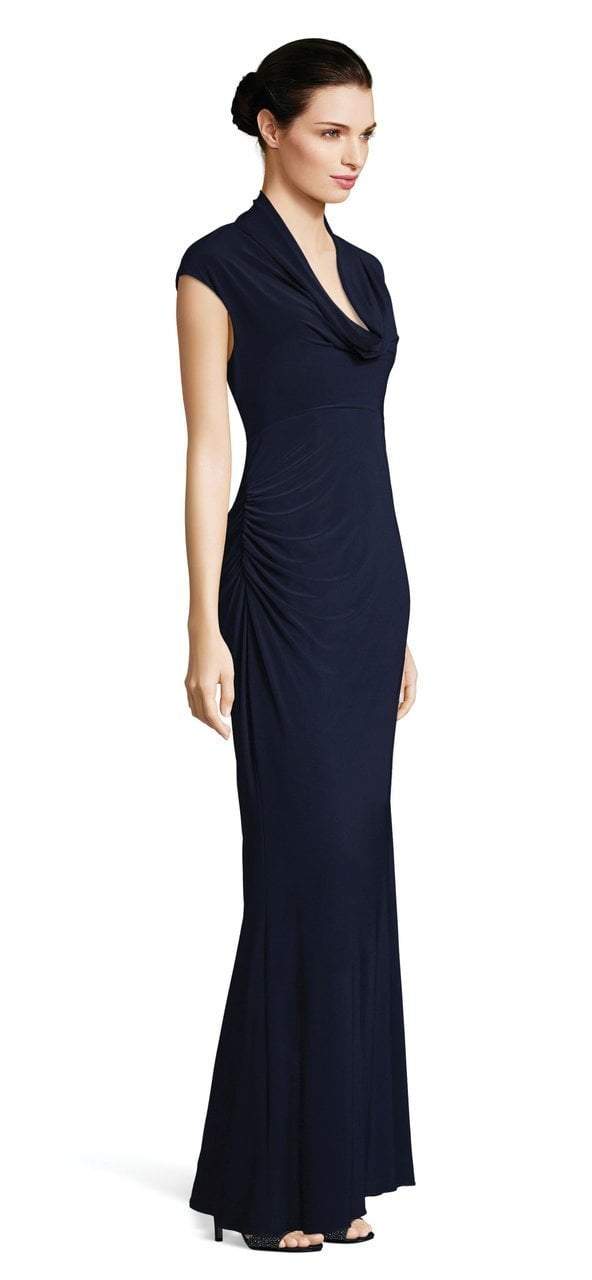 Adrianna Papell - AP1E202962 Cowl Fitted Evening Dress in Blue
