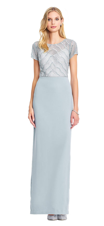 Adrianna Papell - AP1E203629 Bead Embellished Jewel Evening Gown In Blue