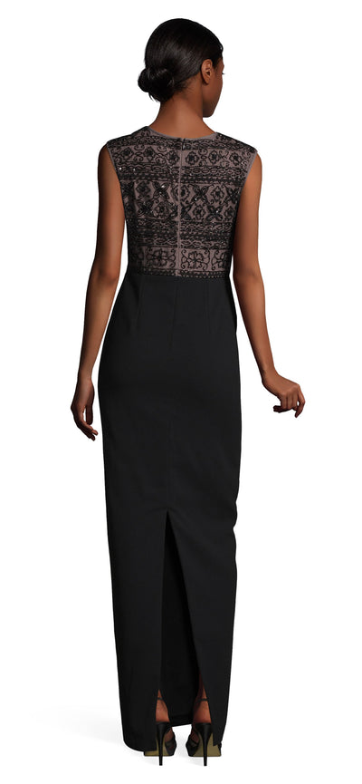 Adrianna Papell - AP1E203663 Beaded Jewel Sheath Dress In Black and Neutral