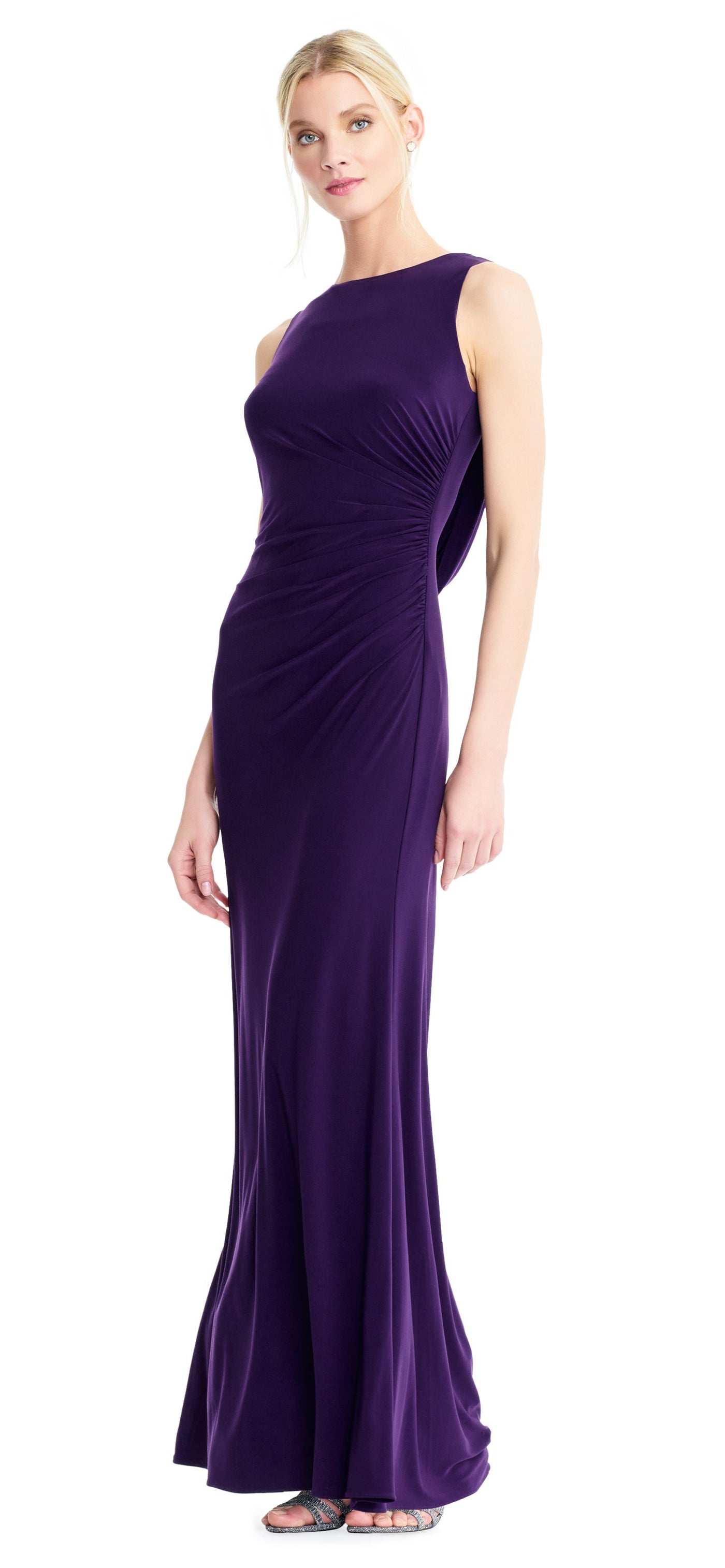 Adrianna Papell - AP1E203781 Embellished Bateau Jersey Sheath Dress In Purple