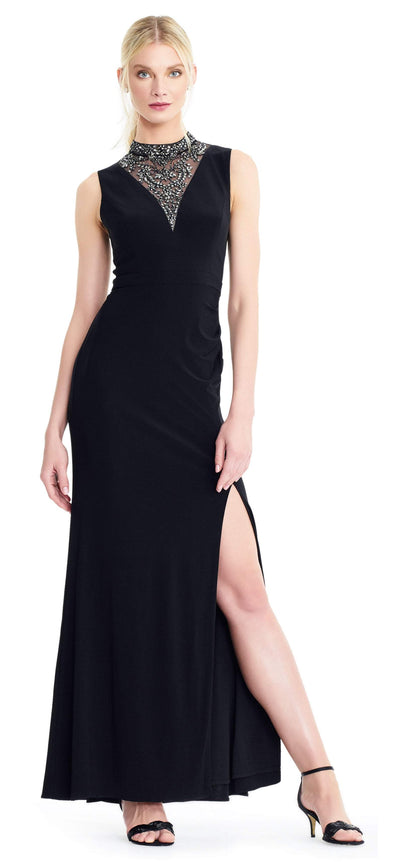 Adrianna Papell - AP1E204134 Bead Embellished High Neck Dress In Black