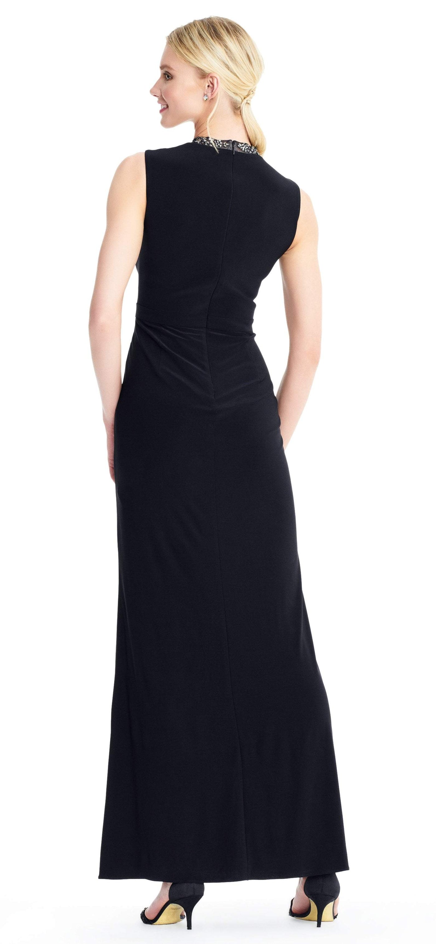 Adrianna Papell - AP1E204134 Bead Embellished High Neck Dress In Black