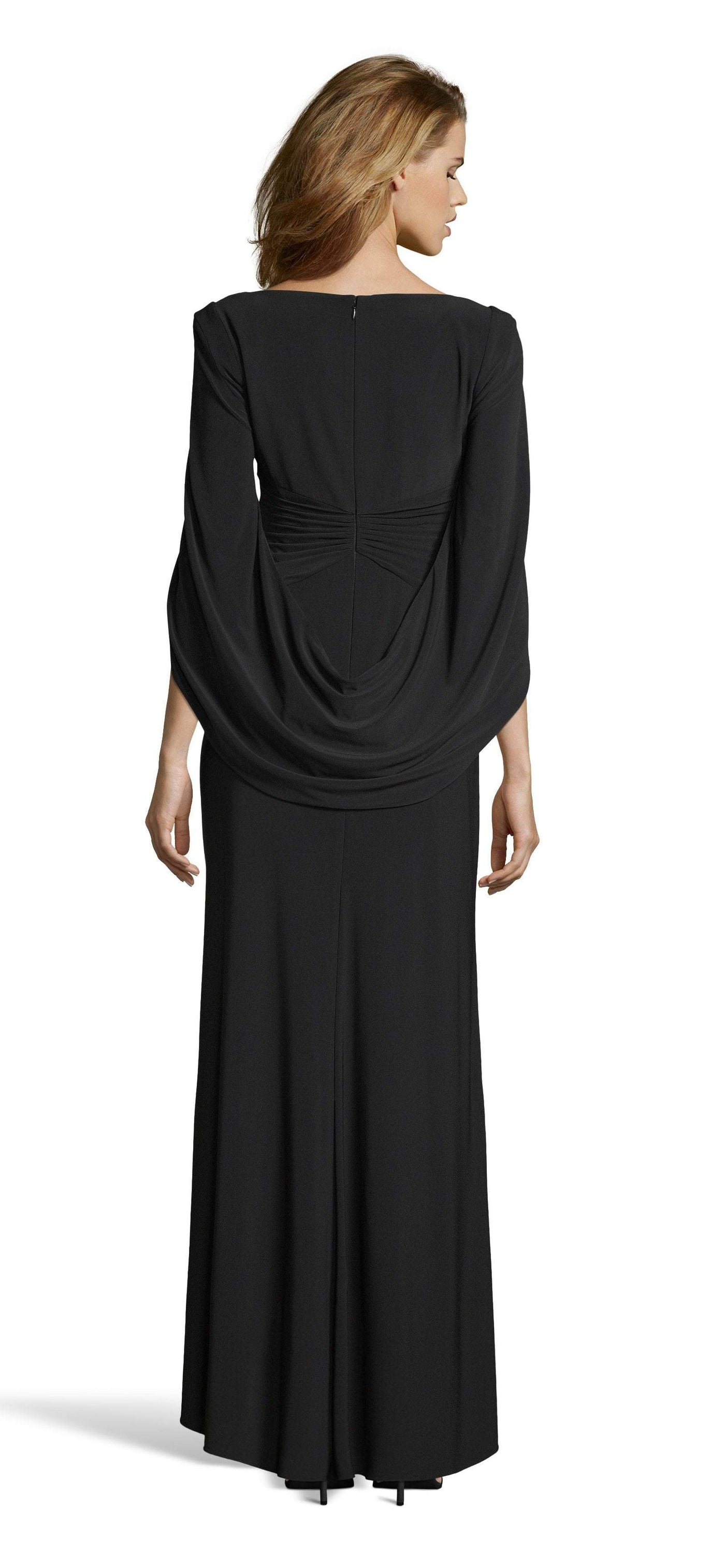 Adrianna Papell - AP1E204664 Knotted V-Neck Capelet Dress In Black