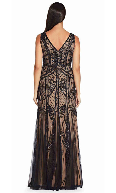 Adrianna Papell - AP1E205802 Sleeveless Embellished Mermaid Gown In Black and Neutral