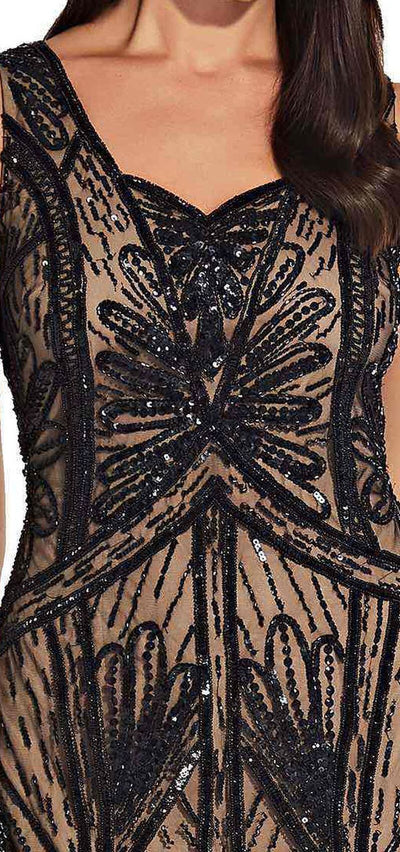Adrianna Papell - AP1E205802 Sleeveless Embellished Mermaid Gown In Black and Neutral