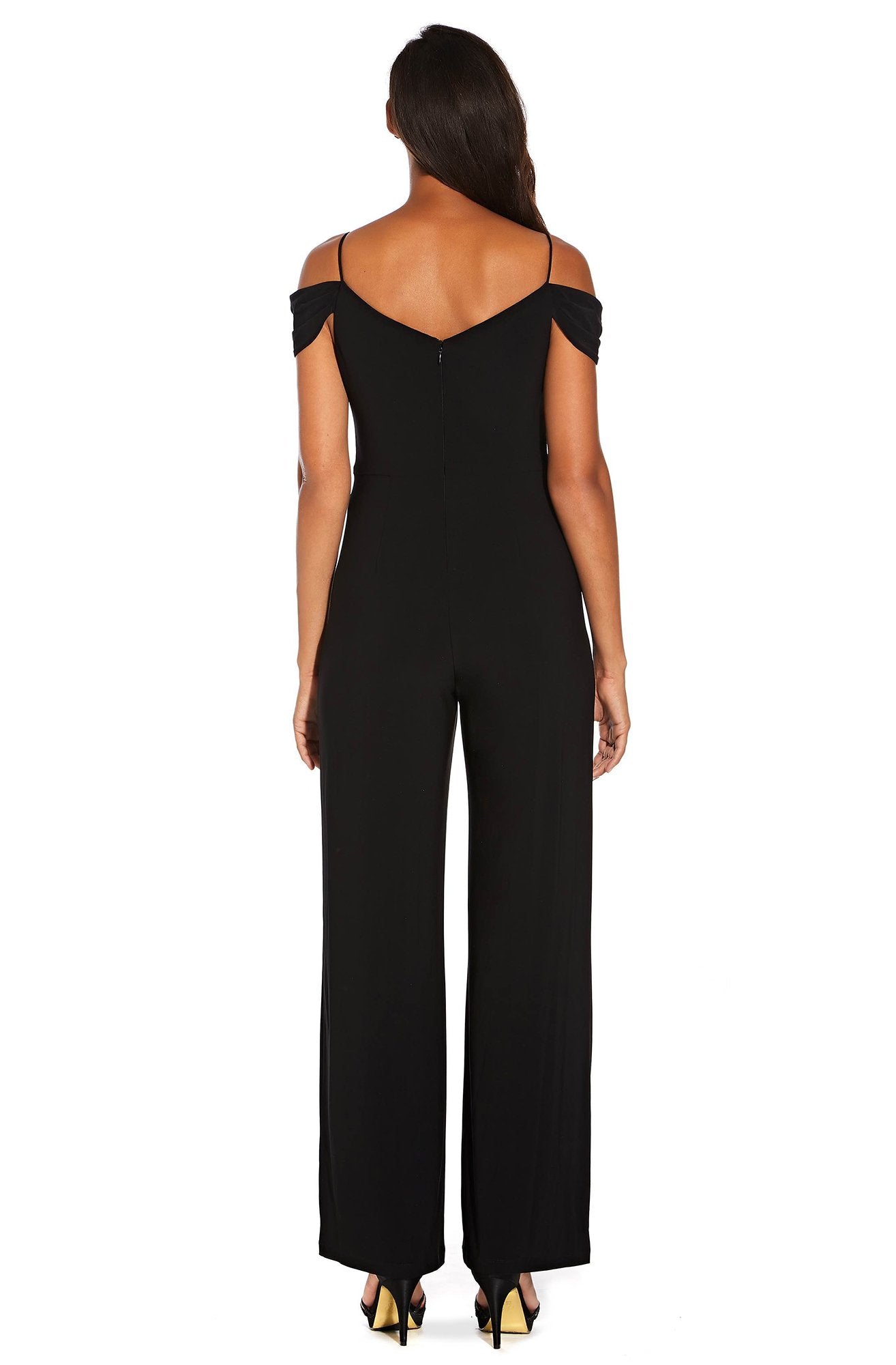Adrianna Papell - AP1E206048 Gathered V-neck Jumpsuit In Black