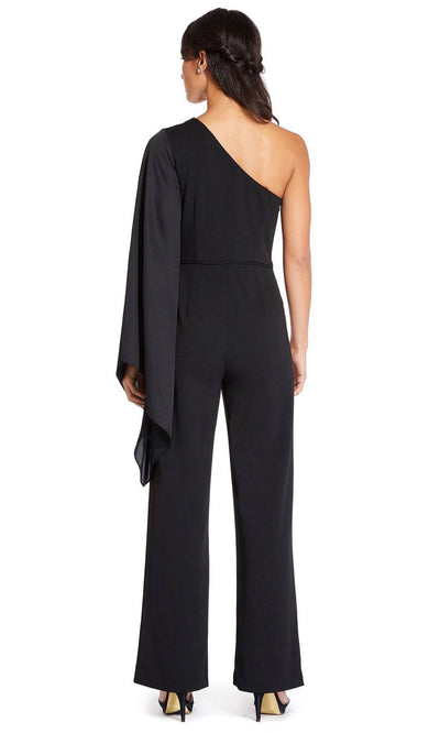 Adrianna Papell - AP1E206638 One Shoulder Long Sleeve Jumpsuit In Black