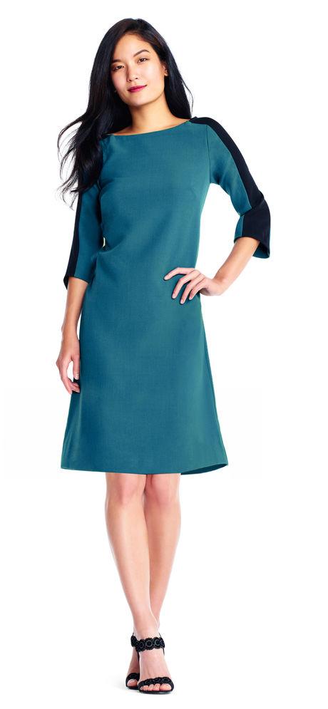 Adrianna Papell - AP1D101471 Bateau A-Line Cocktail Dress In Blue and Green
