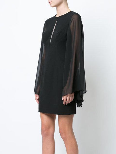 Aidan By Aidanmattox - MN1E201304 Sheer Long Sleeve Jewel Sheath Dress in Black
