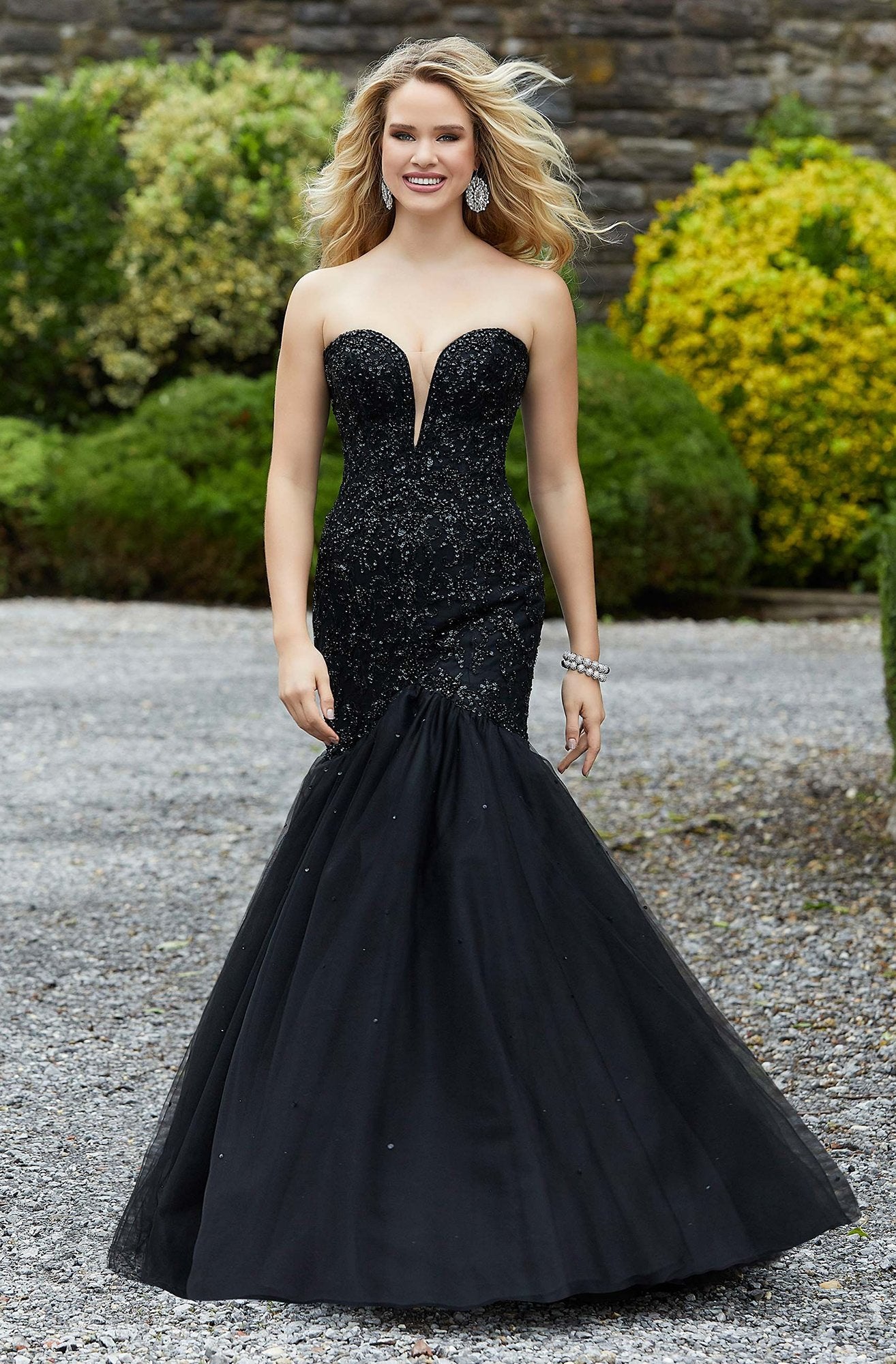 Mori Lee - 45096 Intricately Beaded Mermaid Long Dress In Black