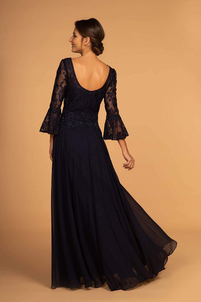 Elizabeth K - GL2521 Embellished V-Neck Quarter Length Sleeves Gown Special Occasion Dress