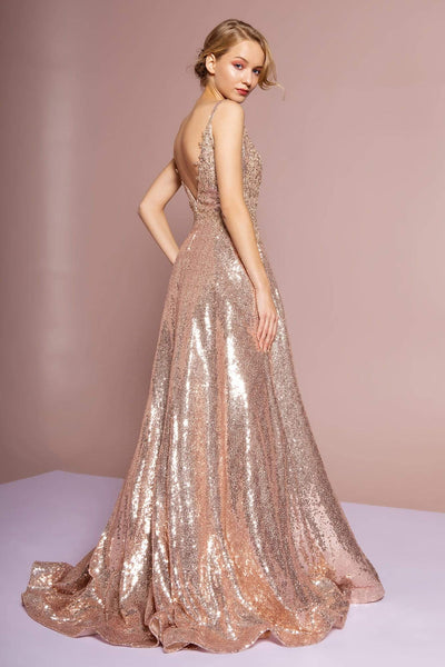 Elizabeth K - GL2652 Sequined Plunging V-Neck Gown Special Occasion Dress