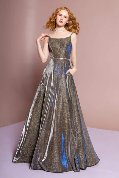 Elizabeth K - GL2673 Glitter Crepe Scoop A-line Dress Prom Dresses XS / Gold