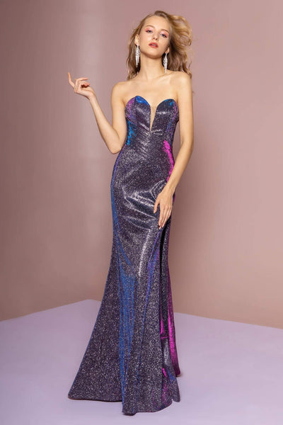 Elizabeth K - GL2703 Glitter Crepe Deep Sweetheart Trumpet Dress Special Occasion Dress XS / Purple