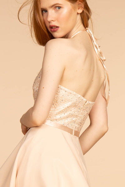 Elizabeth K - GS1621 Illusion Halter Jewel Ornate A-Line Dress Special Occasion Dress