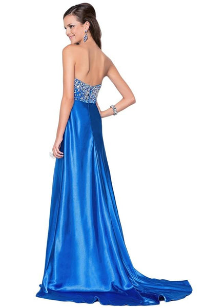 Blush - Strapless Sequined Long Gown 9584 in Blue