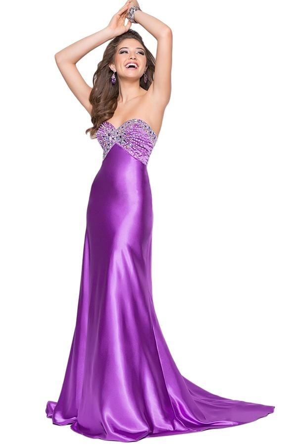 Blush - Strapless Sequined Long Gown 9584 in Purple