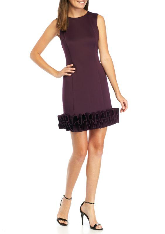 Donna Ricco - DR50182 Sleeveless Ruffle Hem Cocktail Dress in Black in Purple