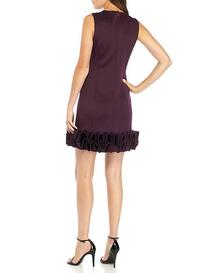 Donna Ricco - DR50182 Sleeveless Ruffle Hem Cocktail Dress in Black in Purple