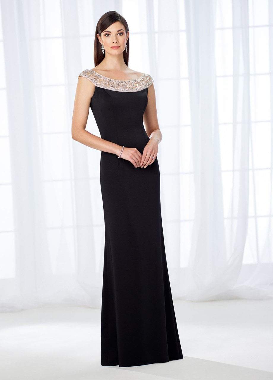 Cameron Blake - Ornate Beaded Neckline Evening Gown 118663 in Black
