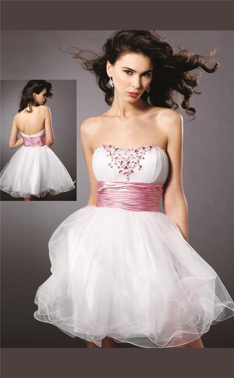 Blush by Alexia Designs - 9126 Strapless Embellished Cocktail Dress Special Occasion Dress 0 / White