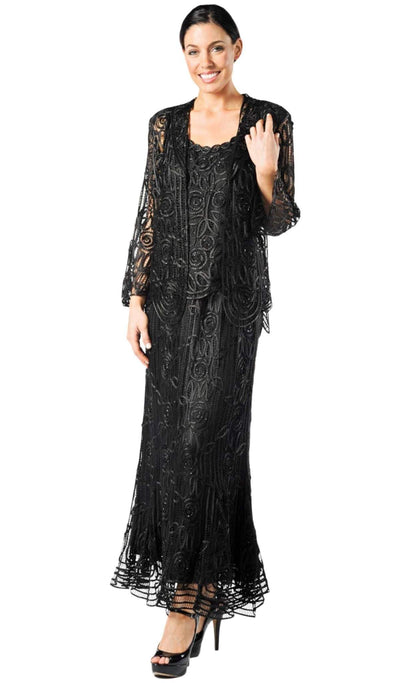 Soulmates - C1067SC Three Piece Full Length Embroidered Dress