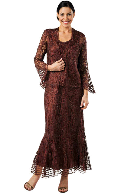 Soulmates - C1067SC Three Piece Full Length Embroidered Dress