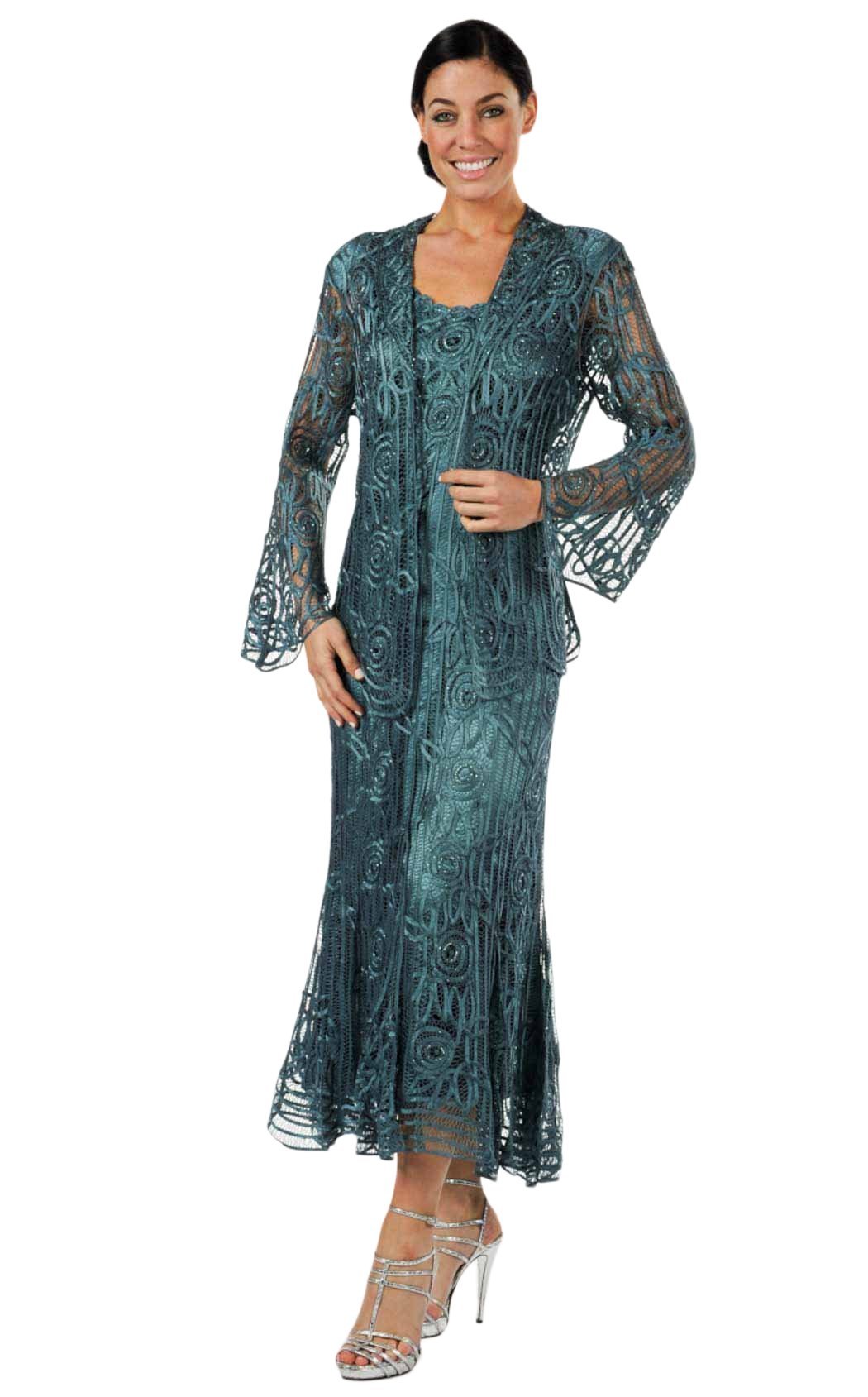 Soulmates - C1067SC Three Piece Full Length Embroidered Dress