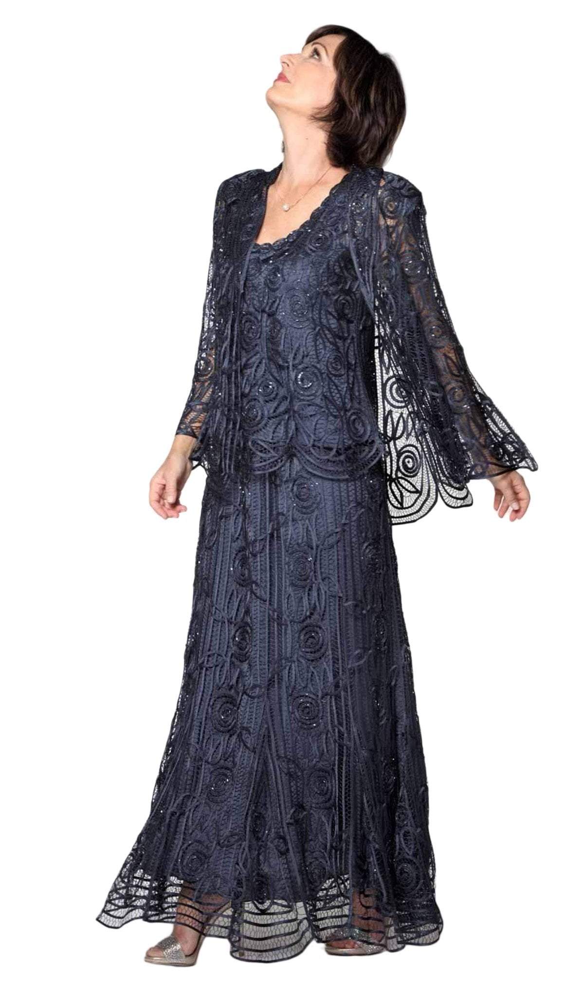 Soulmates - C1067SC Three Piece Full Length Embroidered Dress